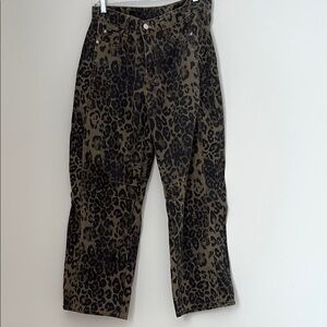 Leopard Print Barrel Jeans